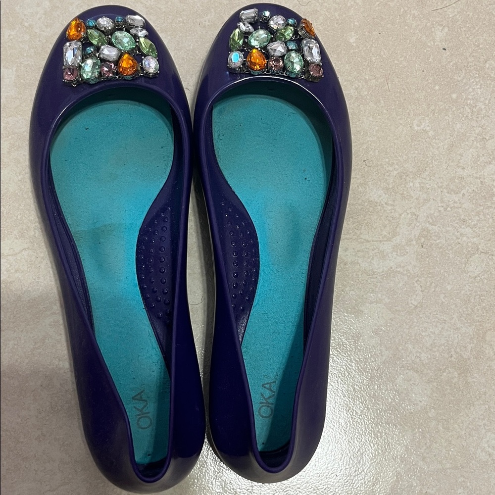 OKA b. Purple Flats with Gemstone Accents